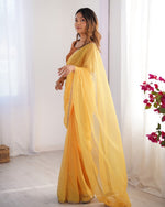 Amazing Mustard Color Organza Fabric Casual Saree
