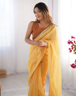 Amazing Mustard Color Organza Fabric Casual Saree