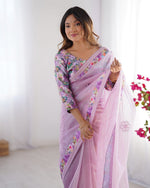 Amazing Purple Color Net Fabric Casual Saree