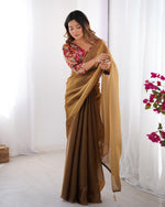 Amazing Brown Color Rangoli Fabric Casual Saree