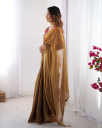 Amazing Brown Color Rangoli Fabric Casual Saree