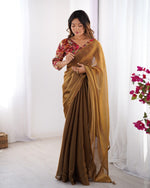 Amazing Brown Color Rangoli Fabric Casual Saree