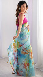 Amazing Multi Color Organza Fabric Casual Saree