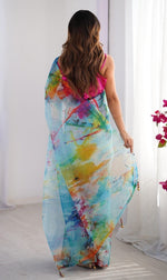 Amazing Multi Color Organza Fabric Casual Saree