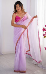 Amazing Purple Color Net Fabric Casual Saree