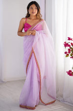 Amazing Purple Color Net Fabric Casual Saree