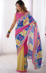 Amazing Pink Color Chinon Fabric Casual Saree