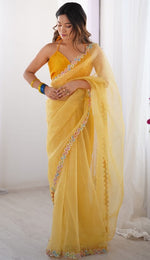 Amazing Yellow Color Jimmy Fabric Casual Saree