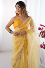 Amazing Yellow Color Jimmy Fabric Casual Saree
