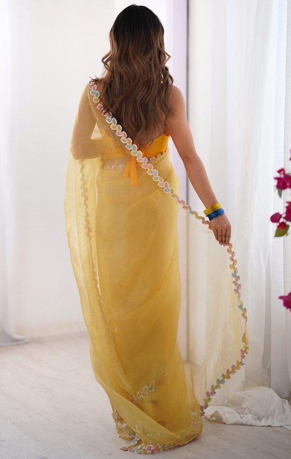 Amazing Yellow Color Jimmy Fabric Casual Saree