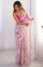 Amazing White Color Organza Fabric Casual Saree