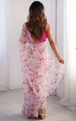 Amazing White Color Organza Fabric Casual Saree