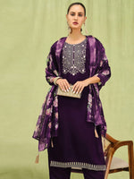Divine Purple Color Viscose Fabric Designer Suit