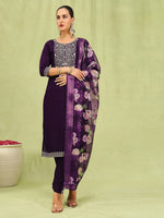 Divine Purple Color Viscose Fabric Designer Suit