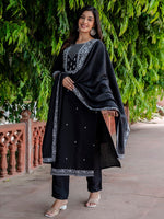 Divine Black Color Viscose Fabric Designer Suit