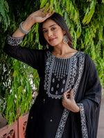 Divine Black Color Viscose Fabric Designer Suit