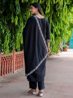 Divine Black Color Viscose Fabric Designer Suit