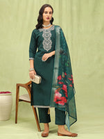 Divine Green Color Viscose Fabric Designer Suit