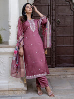 Divine Purple Color Viscose Fabric Designer Suit