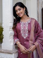 Divine Purple Color Viscose Fabric Designer Suit
