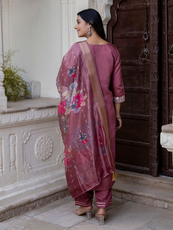 Divine Purple Color Viscose Fabric Designer Suit