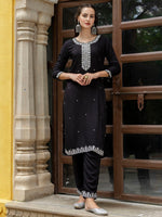 Divine Black Color Viscose Fabric Designer Suit
