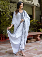 Divine White Color Viscose Fabric Designer Suit