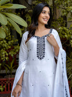 Divine White Color Viscose Fabric Designer Suit