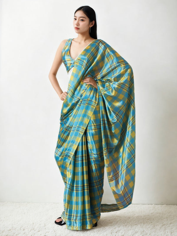 Classy Turquoise Color Chinon Fabric Casual Saree