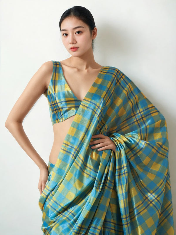 Classy Turquoise Color Chinon Fabric Casual Saree