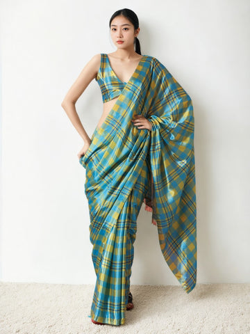Classy Turquoise Color Chinon Fabric Casual Saree