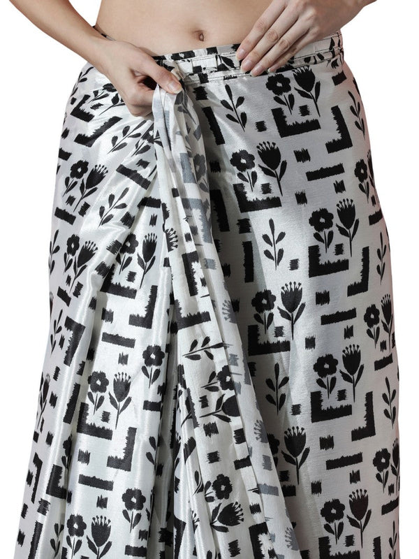 Classy White Color Chinon Fabric Casual Saree