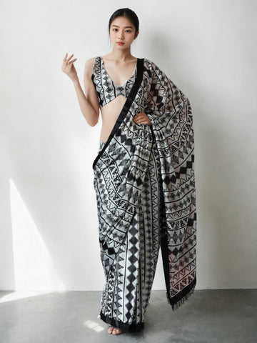 Classy White Color Chinon Fabric Casual Saree