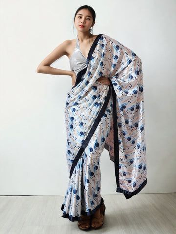Classy White Color Chinon Fabric Casual Saree