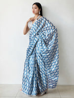 Classy Blue Color Chinon Fabric Casual Saree