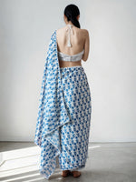 Classy Blue Color Chinon Fabric Casual Saree