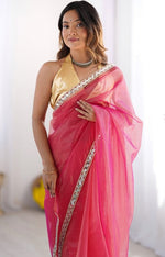 Splendid Pink Color Net Fabric Casual Saree
