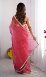 Splendid Pink Color Net Fabric Casual Saree