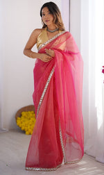 Splendid Pink Color Net Fabric Casual Saree