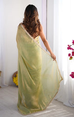 Splendid Green Color Organza Fabric Casual Saree