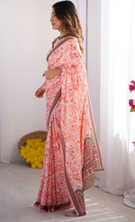 Splendid Pink Color Chinon Fabric Casual Saree