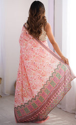 Splendid Pink Color Chinon Fabric Casual Saree