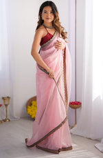 Splendid Pink Color Net Fabric Casual Saree