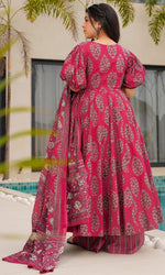 Divine Pink Color Cotton Fabric Designer Suit