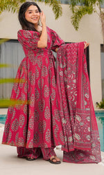 Divine Pink Color Cotton Fabric Designer Suit