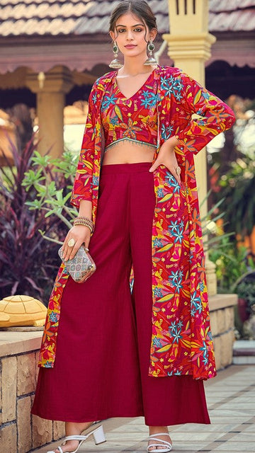 Beautiful Maroon Color Silk Fabric Cord Set