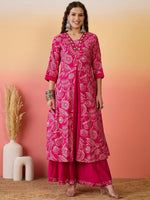 Amazing Pink Color Silk Fabric Plazzo Suit