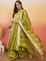 Amazing Green Color Silk Fabric Plazzo Suit