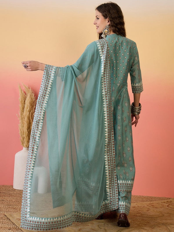 Amazing Green Color Silk Fabric Plazzo Suit