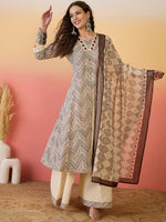 Amazing Beige Color Silk Fabric Plazzo Suit